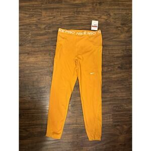 Nike Pro Women's Leggings Size L Light Curry High Waist Full Length Training